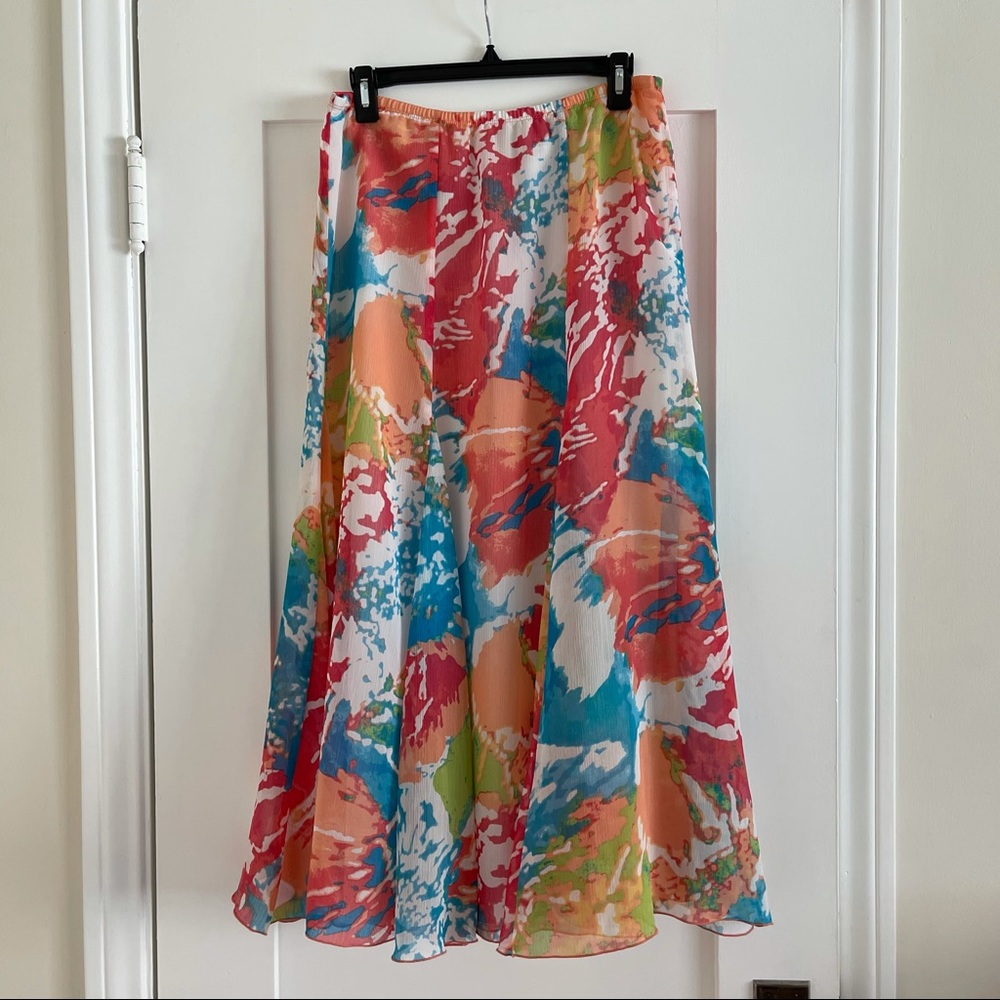 Y2K colorful watercolor-like midi skirt